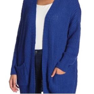 Woven Heart Hot Blue Knitted Long Oversize Cardigan Sweater
